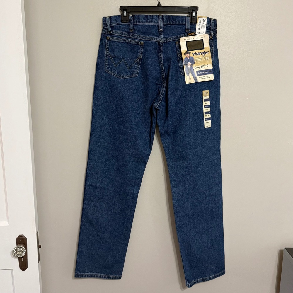 NEW Wrangler Mens 36x34 George Strait Original Fit Cowboy Cut Denim Blue Jeans - Picture 3 of 11